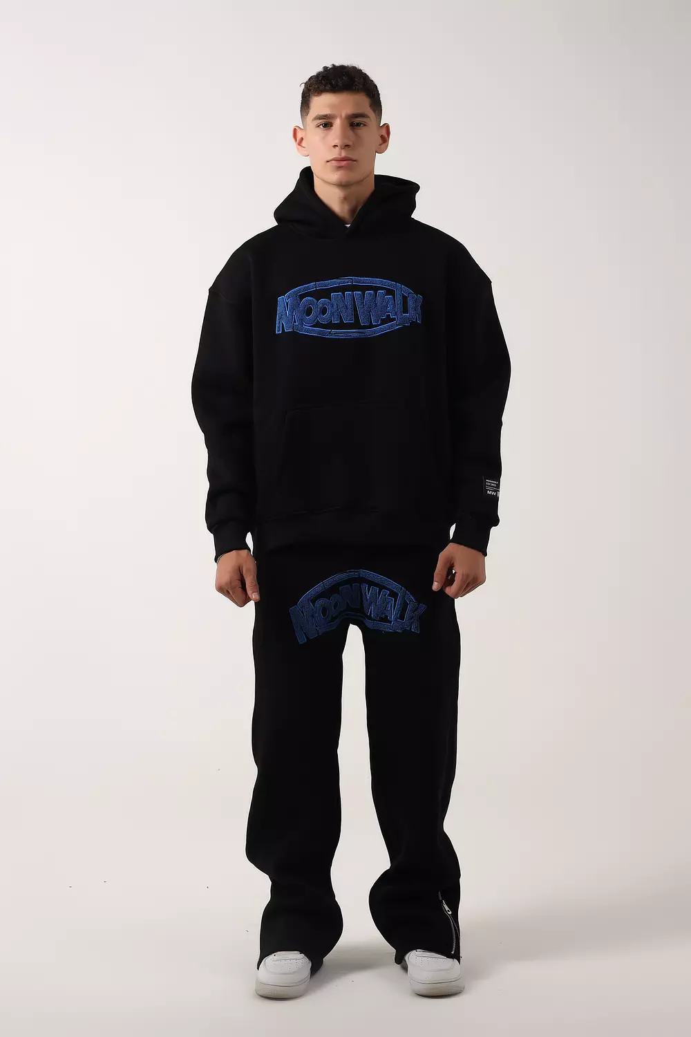 Black Blue  Embroidery Hoodie 3