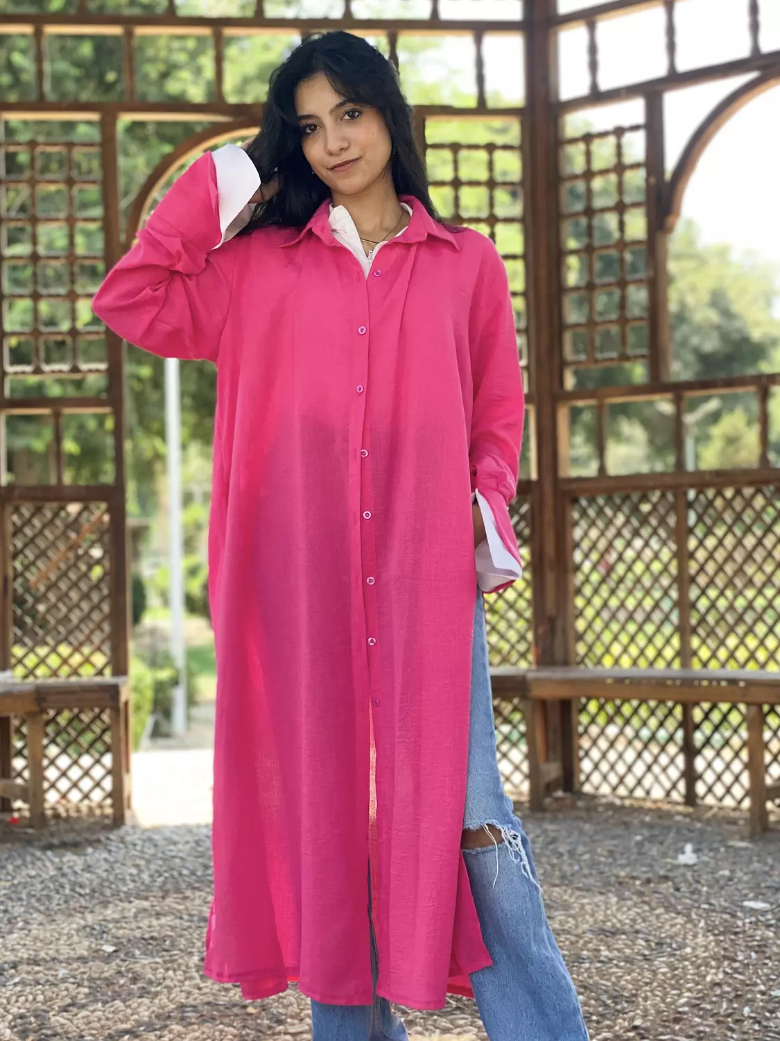 Flowy Shirt Fuchsia  5