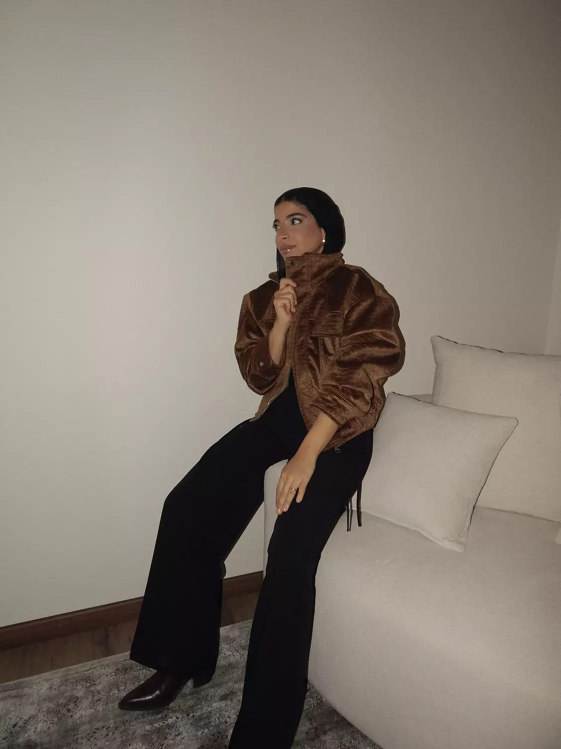 Camel Croco Suede Jacket hover image