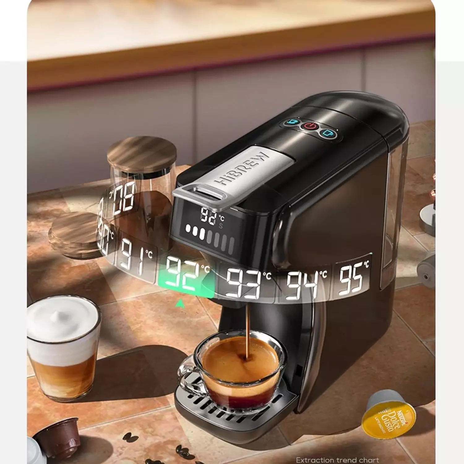 HiBREW 6in1 Capsule Coffee Machine Hot/Cold Multiple Espresso Cafetera Cappuccino Coffee Maker Dolce Gusto Nespresso Powder H1B  7
