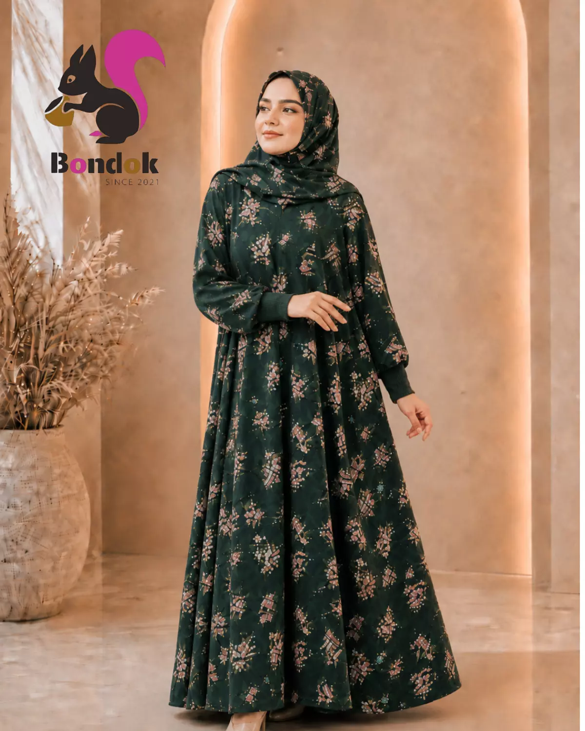 Esdal  Women's- Kids Matching Floral Print Abaya with Matching Hijab 9