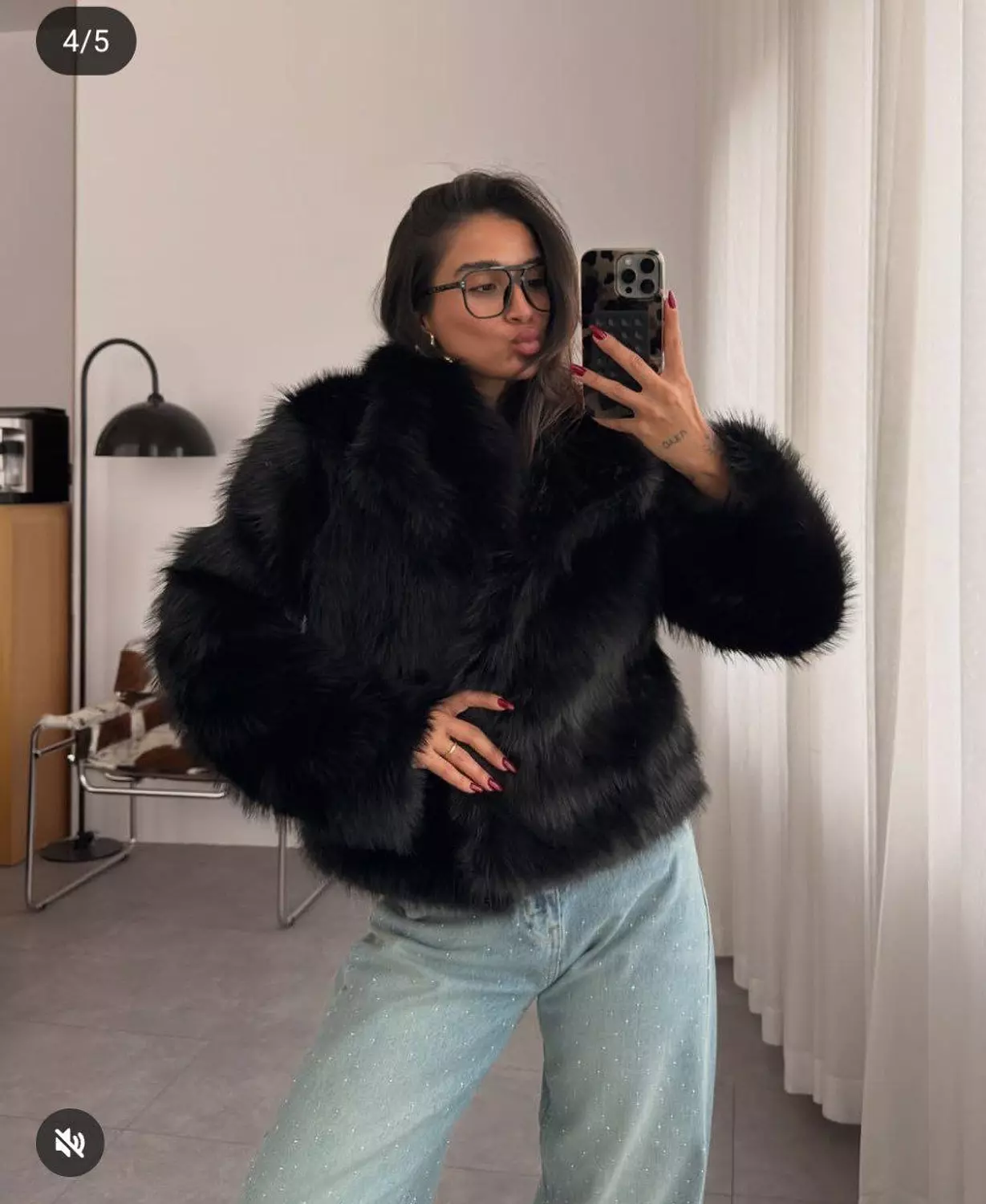 Imported fur jacket with elegant collar  2