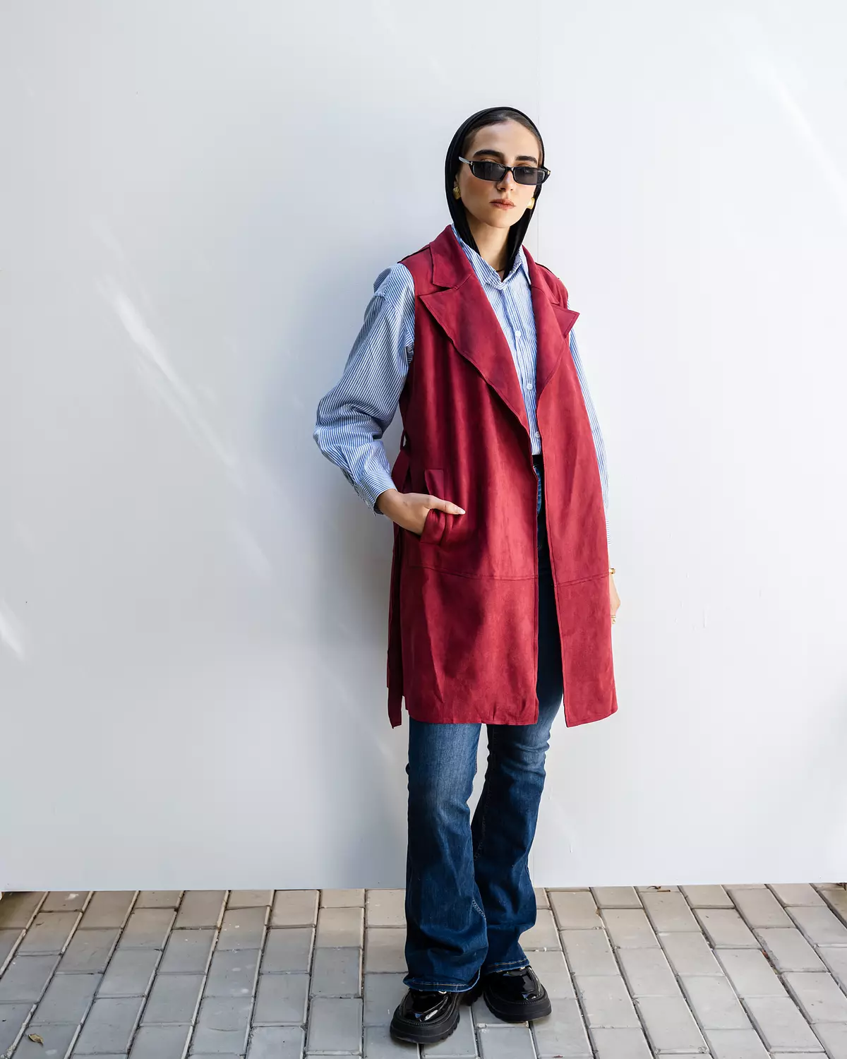 Shamois Vest in Dark Red