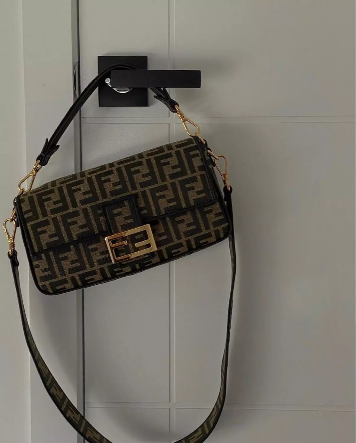 FENDI Baguette Brown FF Jacquard Fabric Bag 1