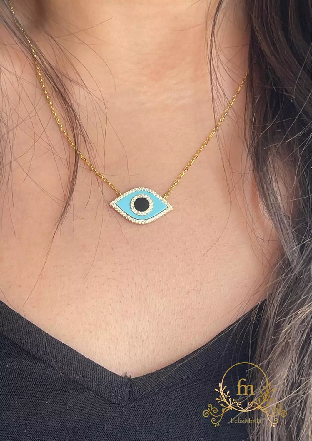 Fayrouz eye silver necklace gold plated image