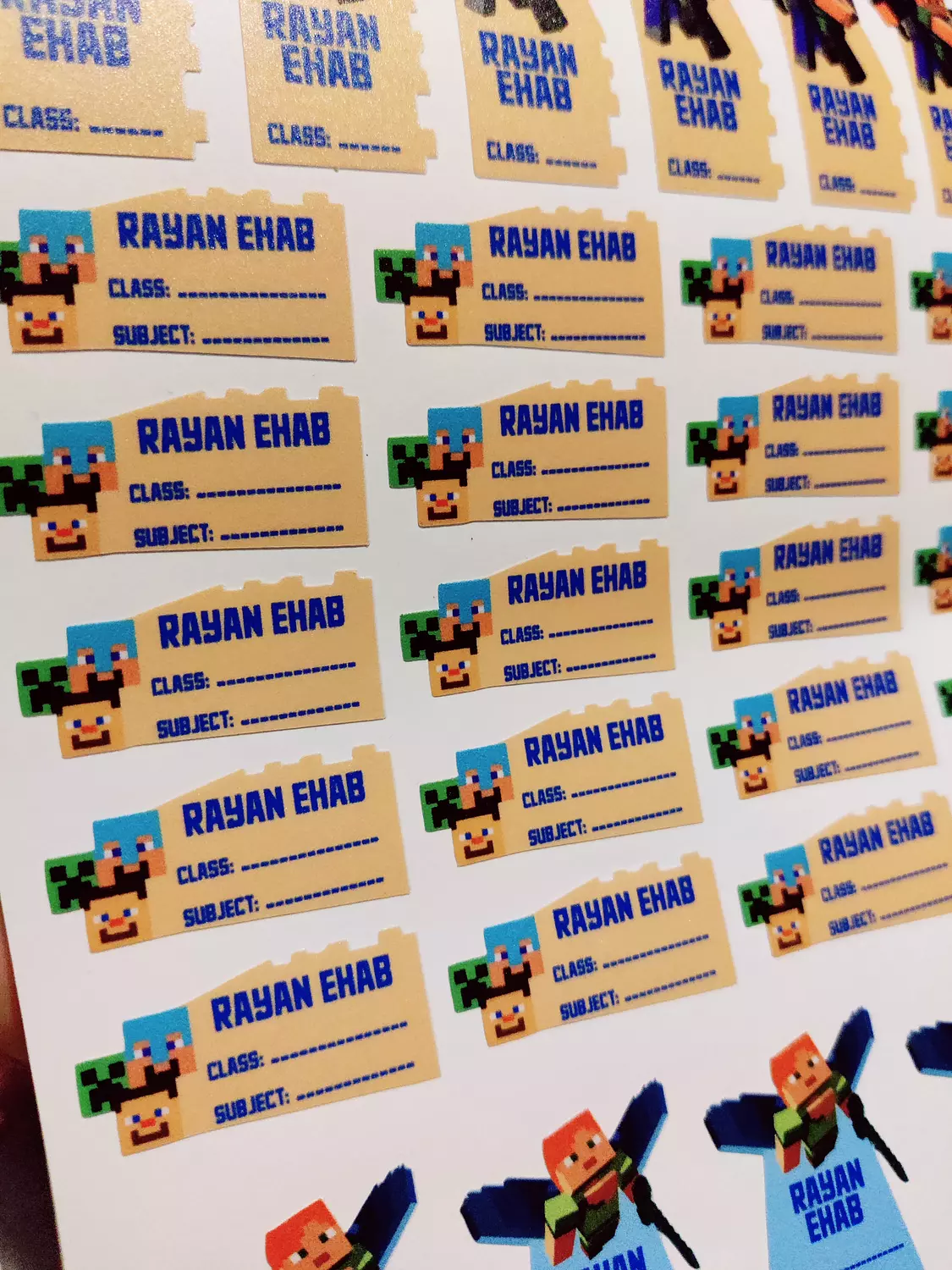 Minecraft School Labels Stickies | Eye Candy