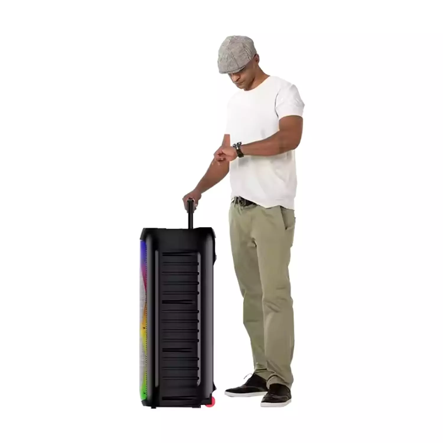 BOX300 Wireless Portable Speaker - 3600mAh Rechargeable Battery - Bluetooth - Dynamic Lighting - Wheels for Easy Transport 7