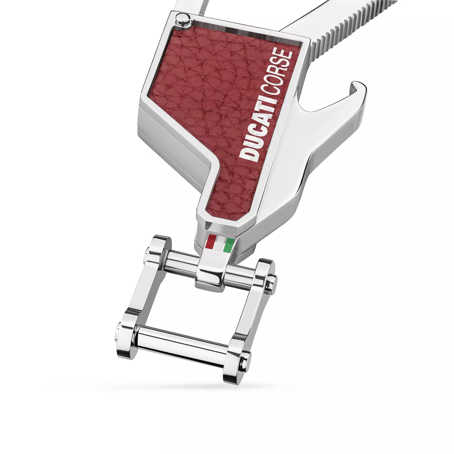 Ducati - DTAGK2138103 - FORMA Stainless Steel WITH RED LEATHER KEYRING 1