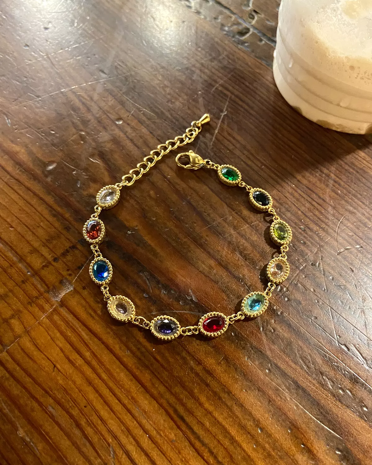 Stainless steel bracelet with colorful rocks✨ image