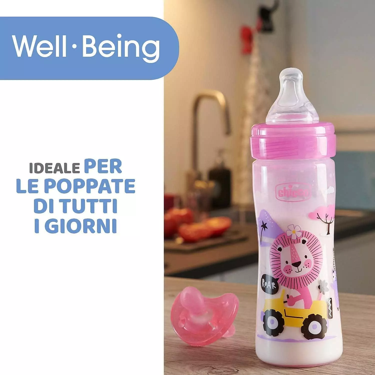 CHICCO WELL-BEING FEEDING BOTTLE 250 ML +2M PINK 3