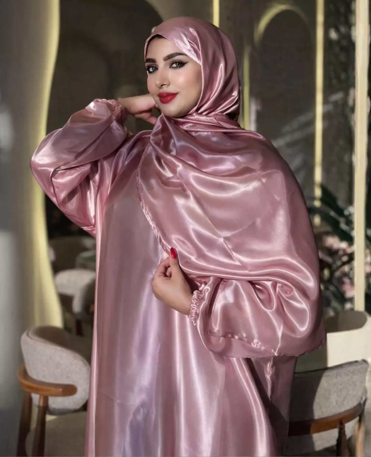 Satin Maxi Isdal with Attached Hijab 17