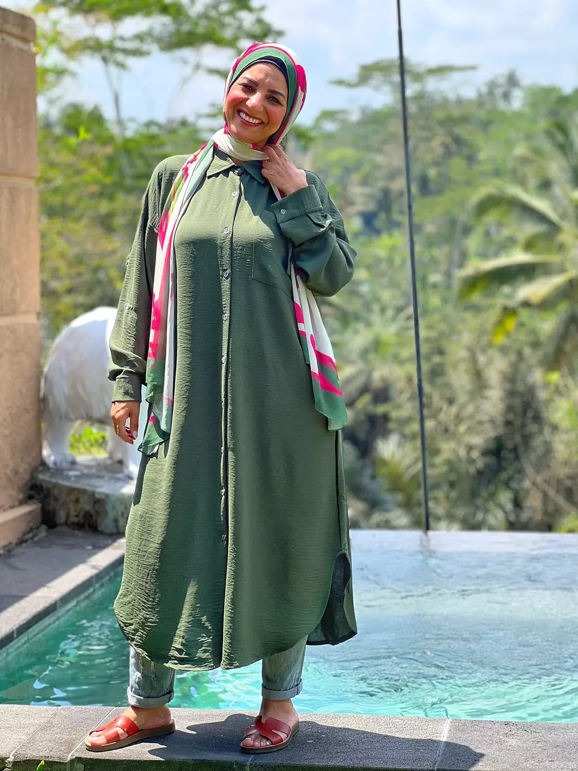 Long Basic Shirt- Petrol Green 1