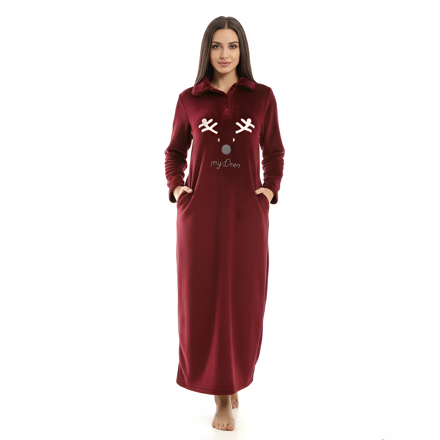Shorto Nightgown Fleece - 2570 - Maroon image