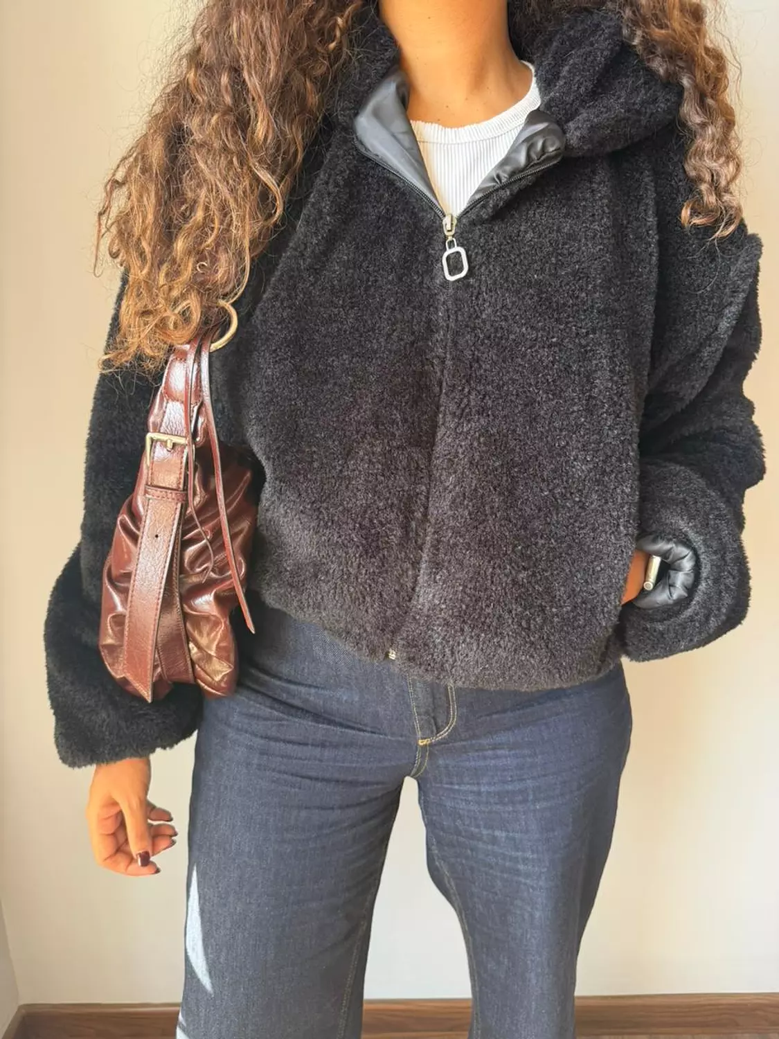 Black Faux Fur Jacket  3