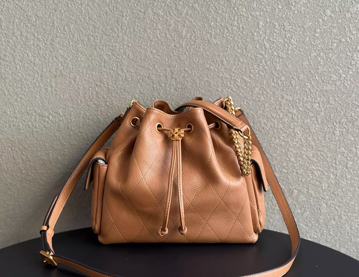 Tory Burch Charlie Quilted Drawstring Bucket Bag. image