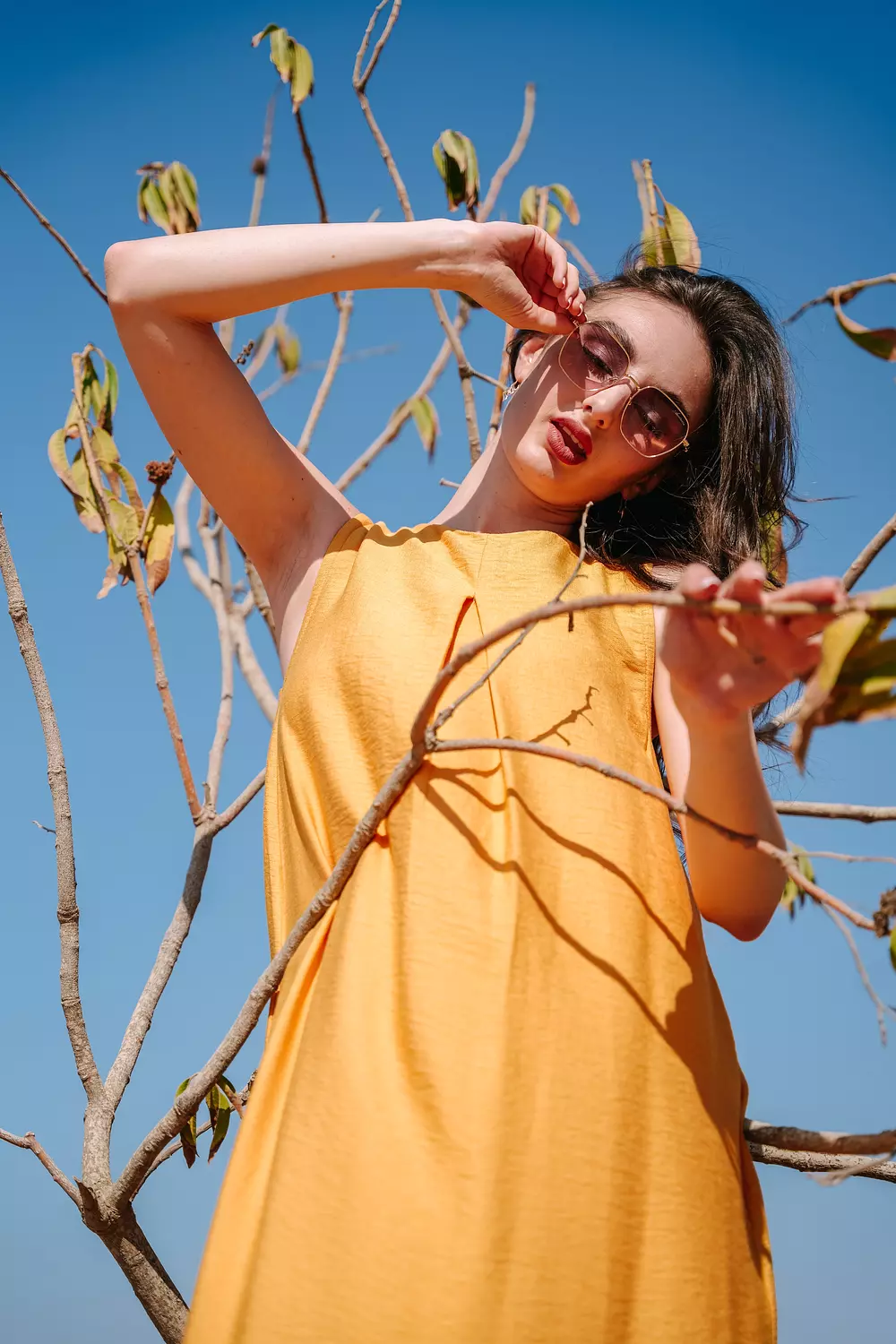 Basic Soft Linen Dress - Yellow hover image