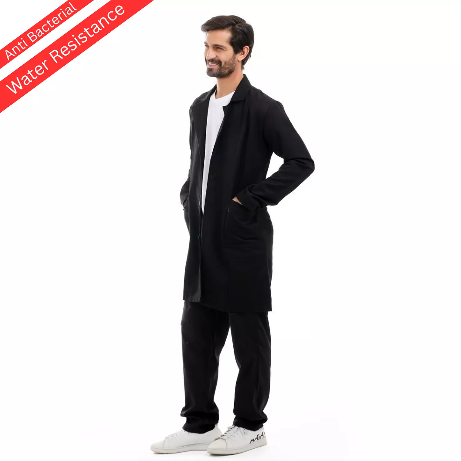 Black Elegance Lab Coat Long  1