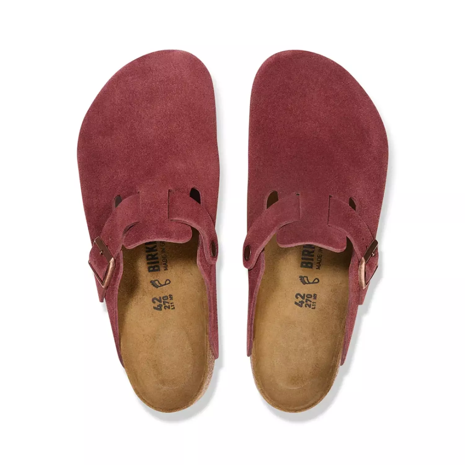 Birkenstock Red Boston Suede Clogs 3
