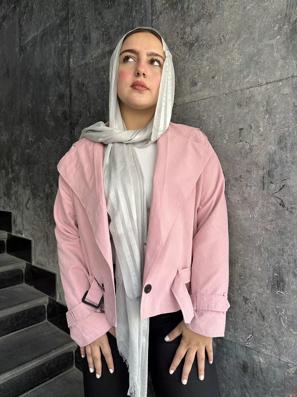 Cropped trench coat in bubblegum 5