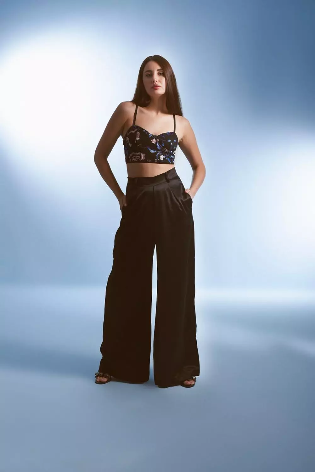 Black Satin Pants hover image