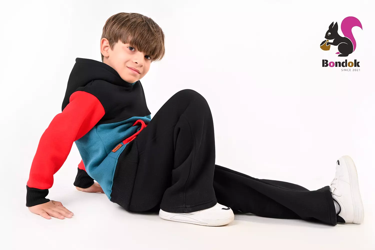 Kids Color-Block Hoodie Tracksuit Set – Warm meltone Top & Jogger Pants, Kangaroo Pocket, Soft Lining, Boys Winter Outfit (Ages 3–14) 6