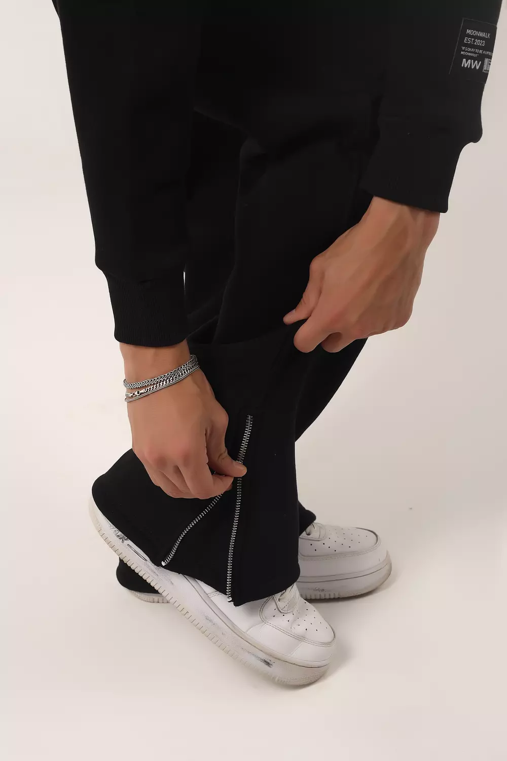 Black Blue Embroidery Sweatpants. 2