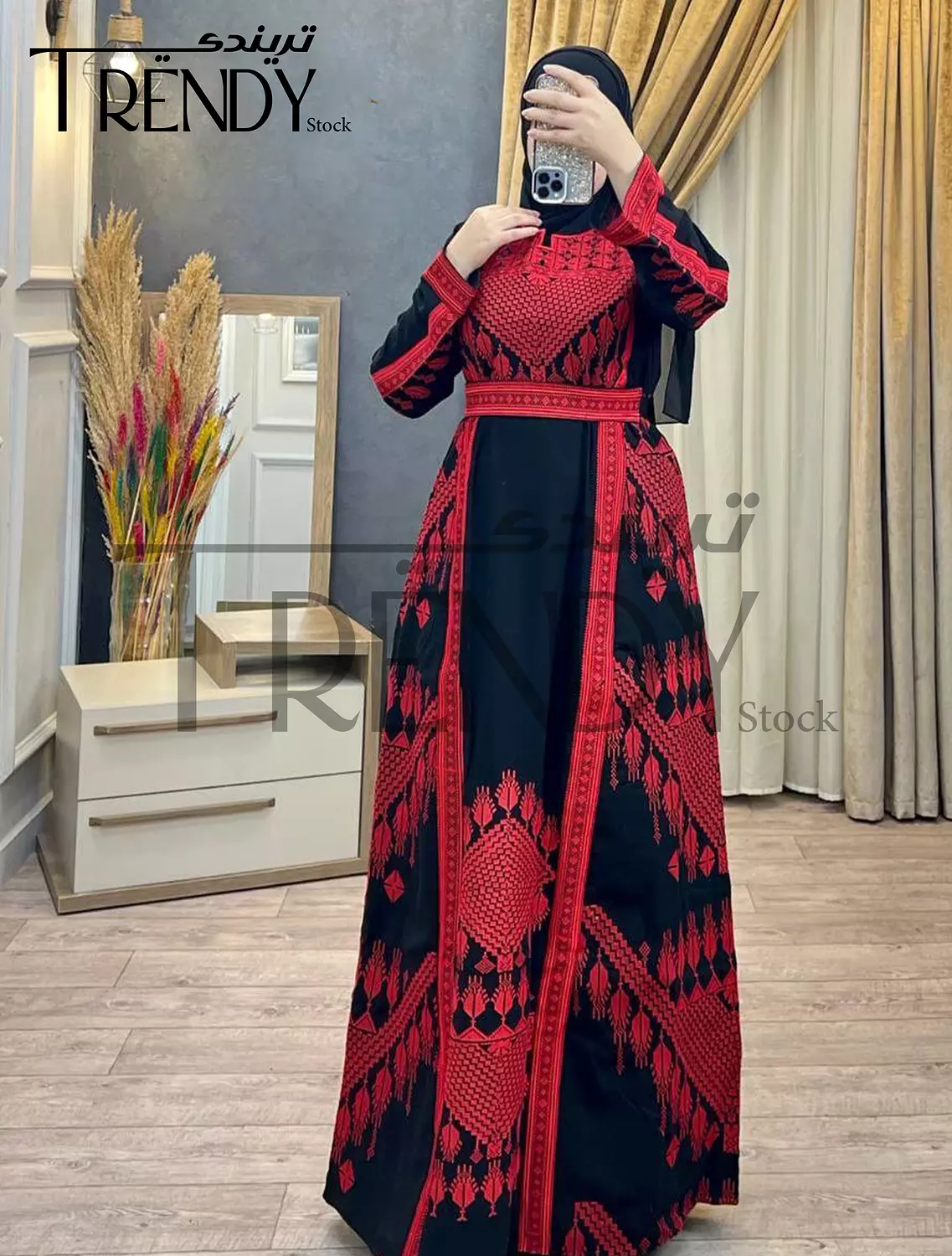 Etamin Embroidery Abaya With Belt 1