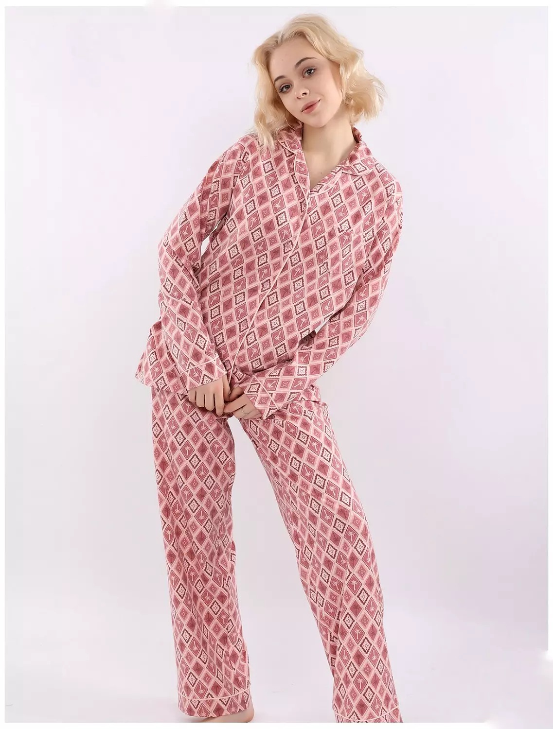 S607 palm trees buttoned pajama set 2