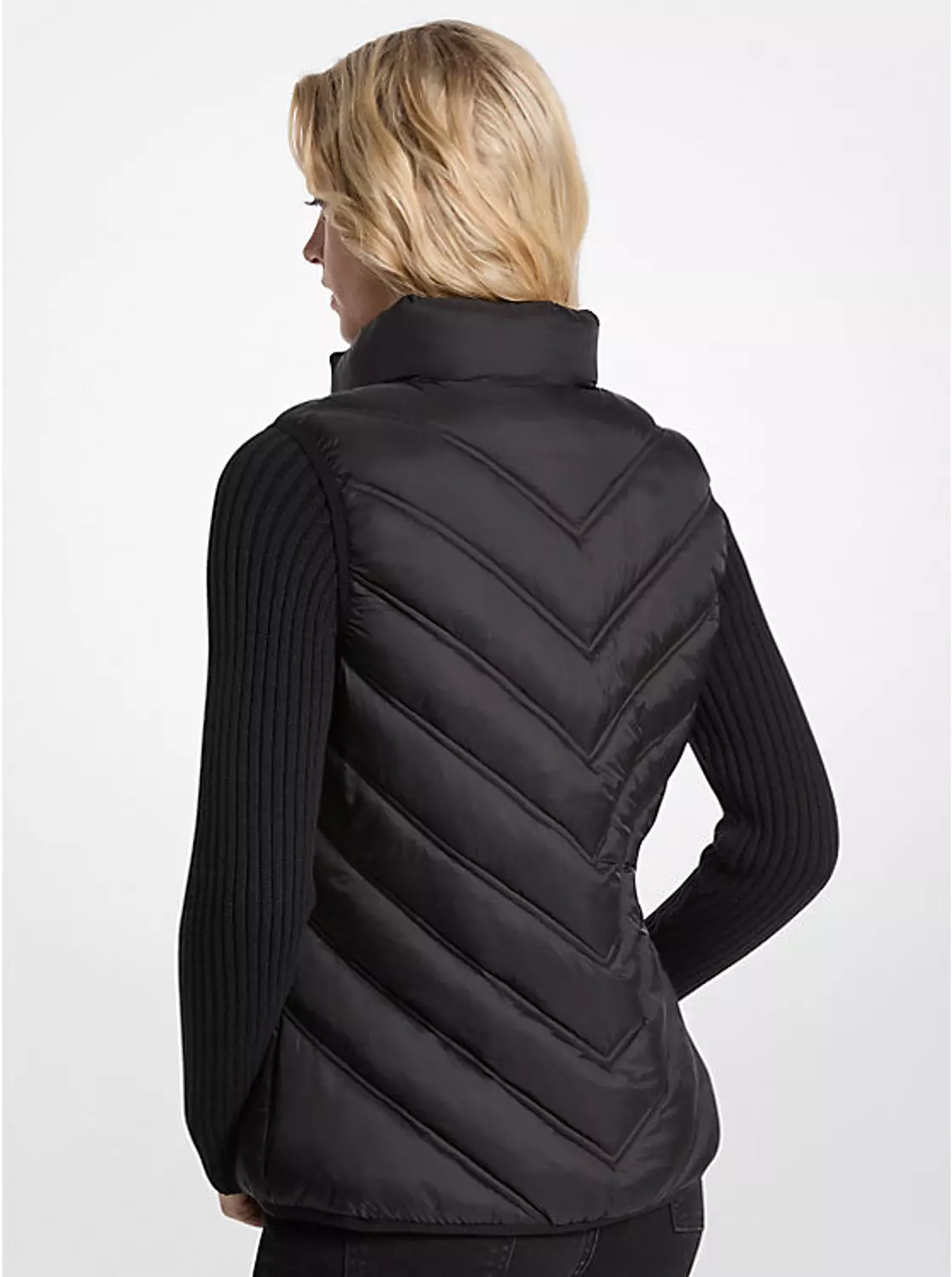  Chevron Quilted Logo Print and Nylon Packable Vest hover image