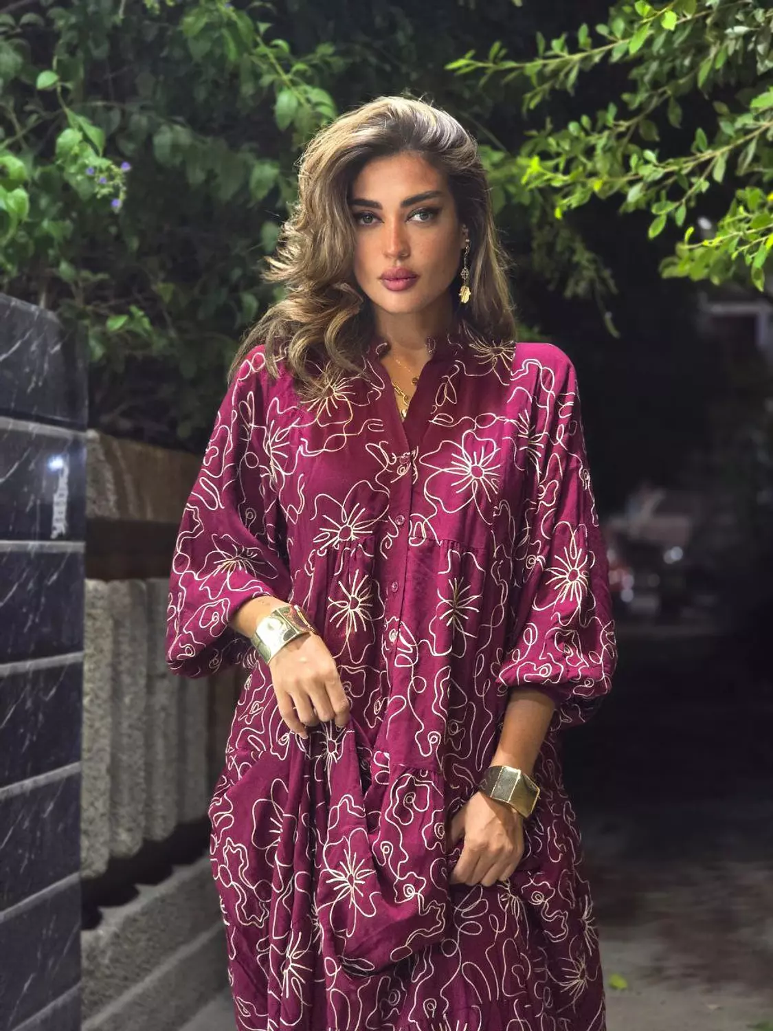 Burgundy Embroidery Dress 2