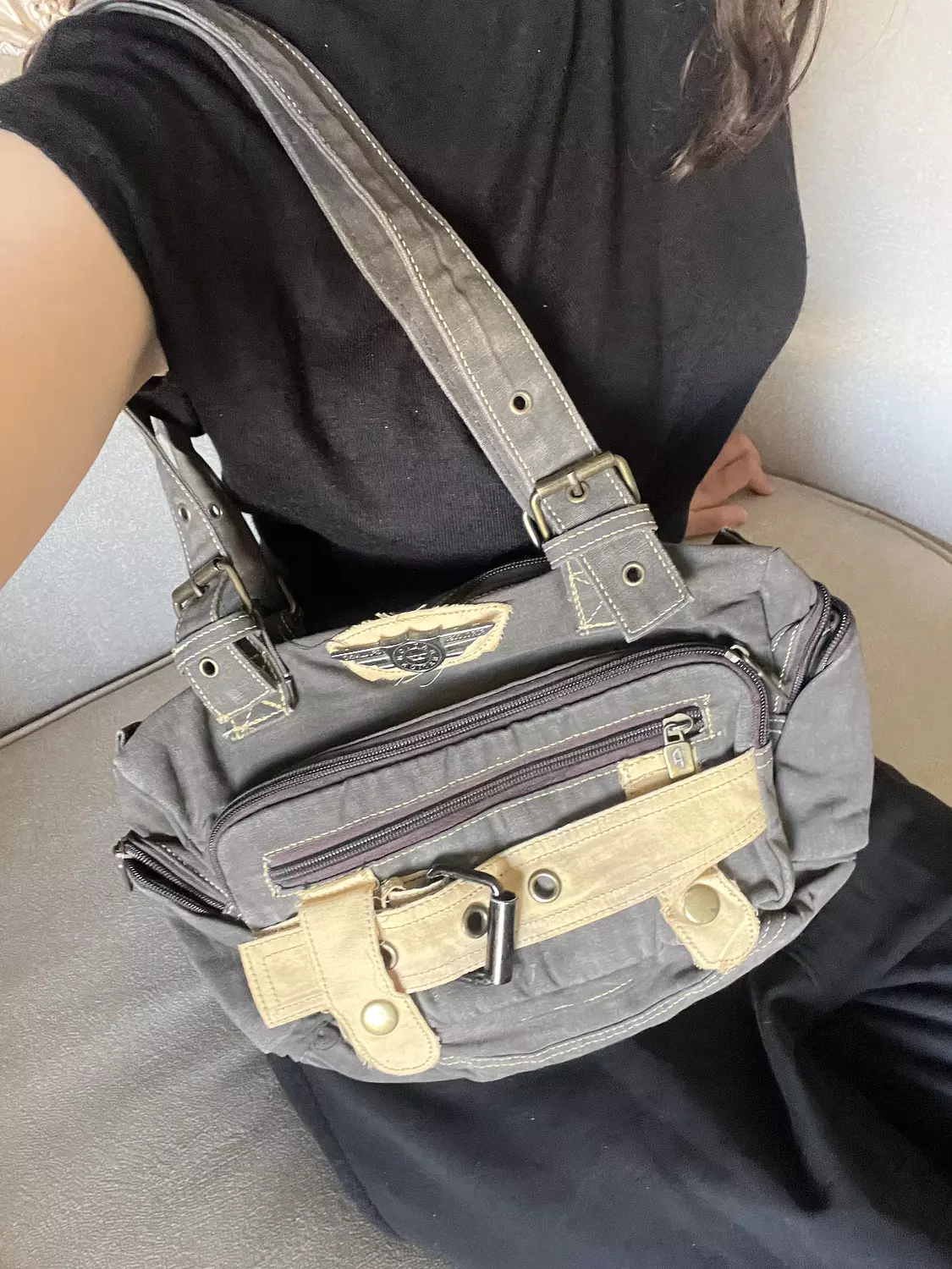Grey diesel denim bag image