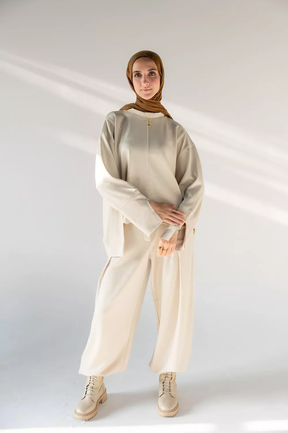 Relaxed Oysho Set in Beige 2