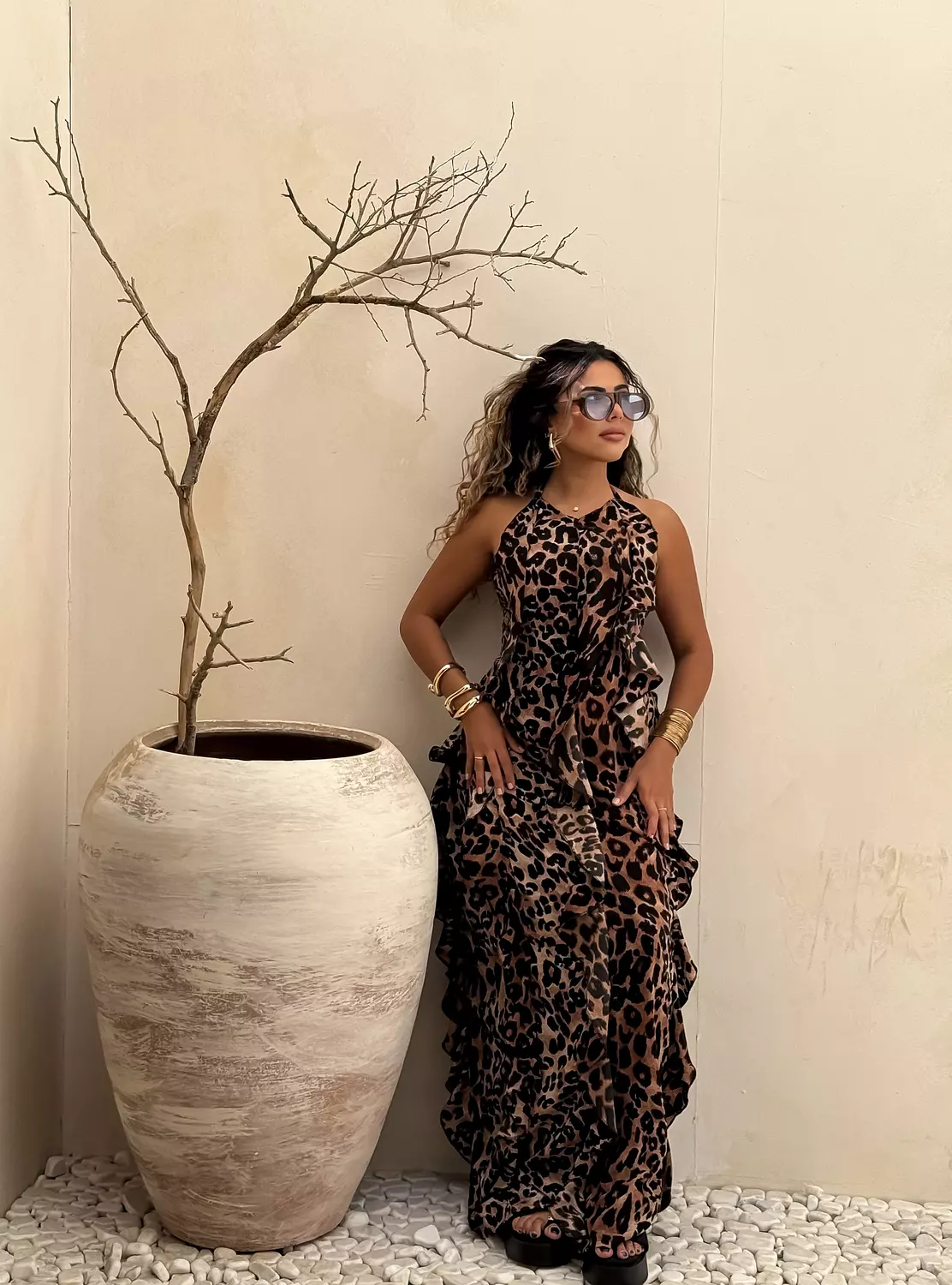 Leopard ruffle dress image