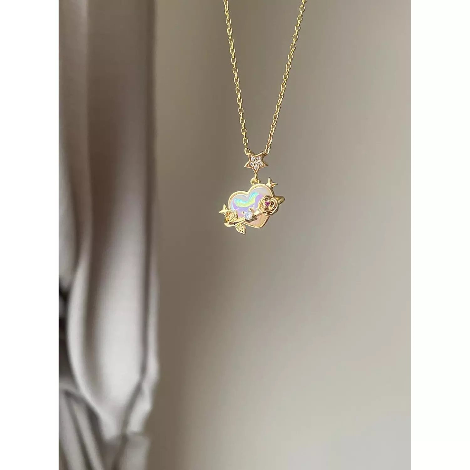 white heart necklace  image