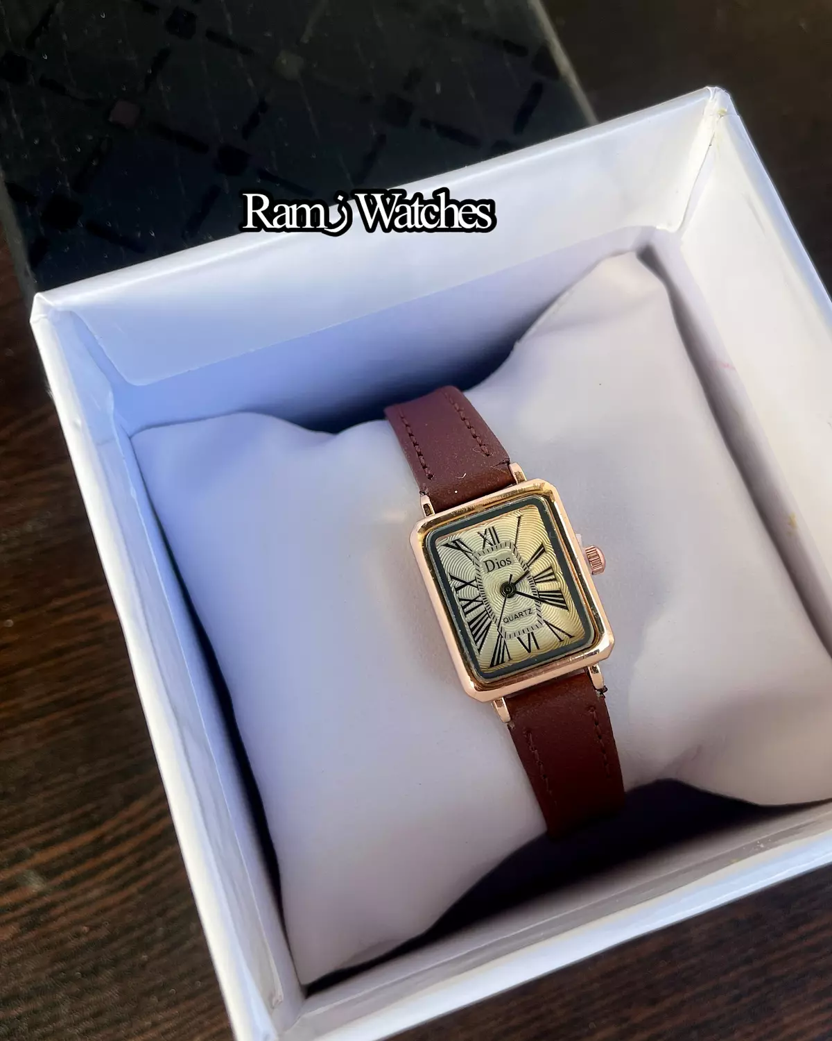 Trendy square Brown leather  6