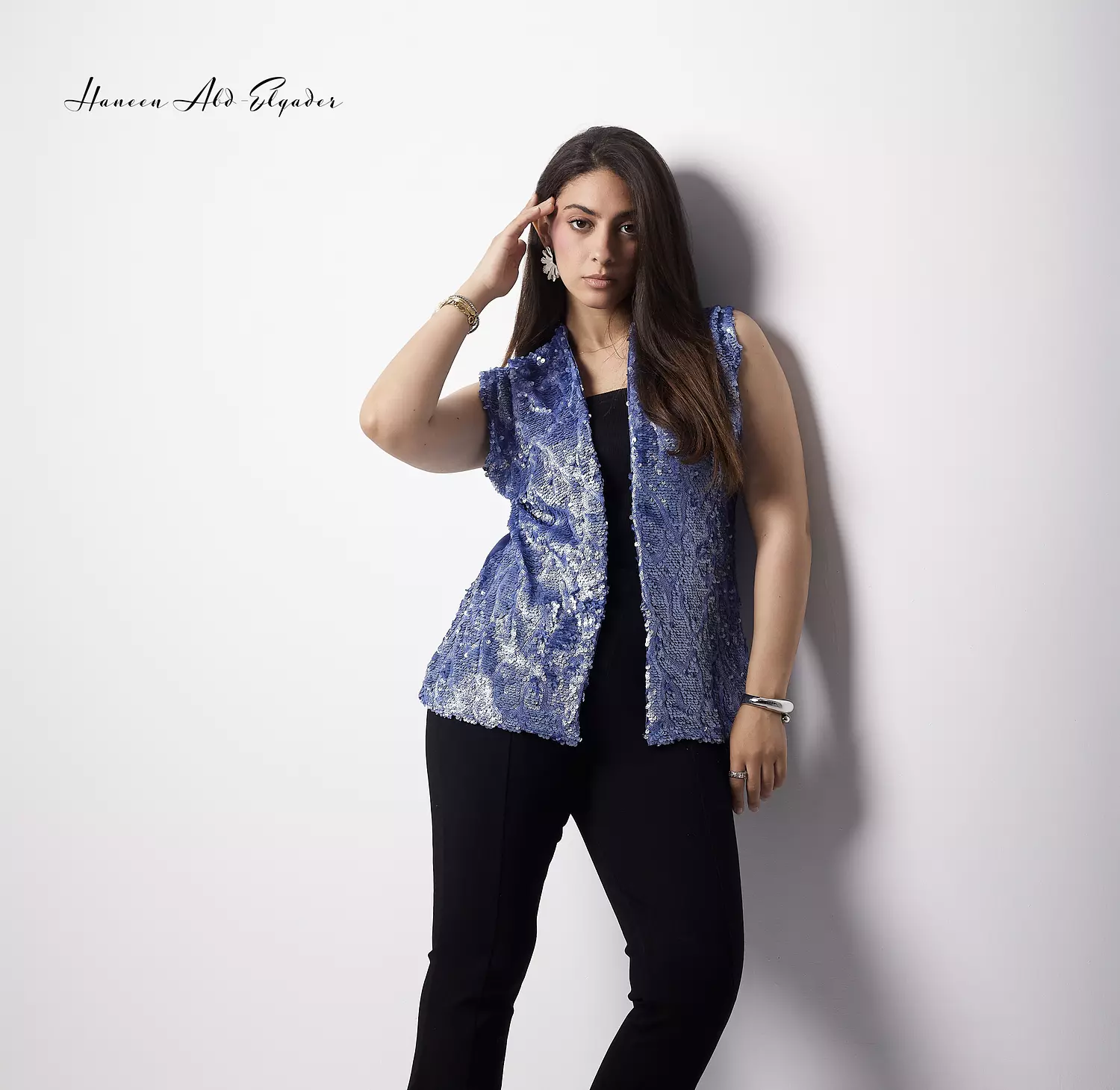 Blue sequined vest image