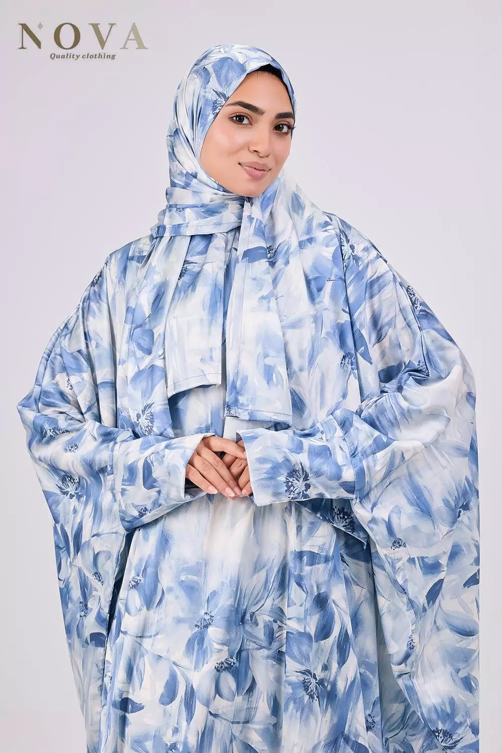 Blue floral Butterfly Satin 2