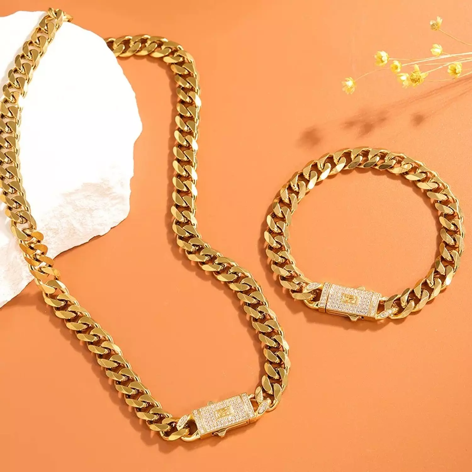 Zircon cuban chain Necklace - Bracelet  image