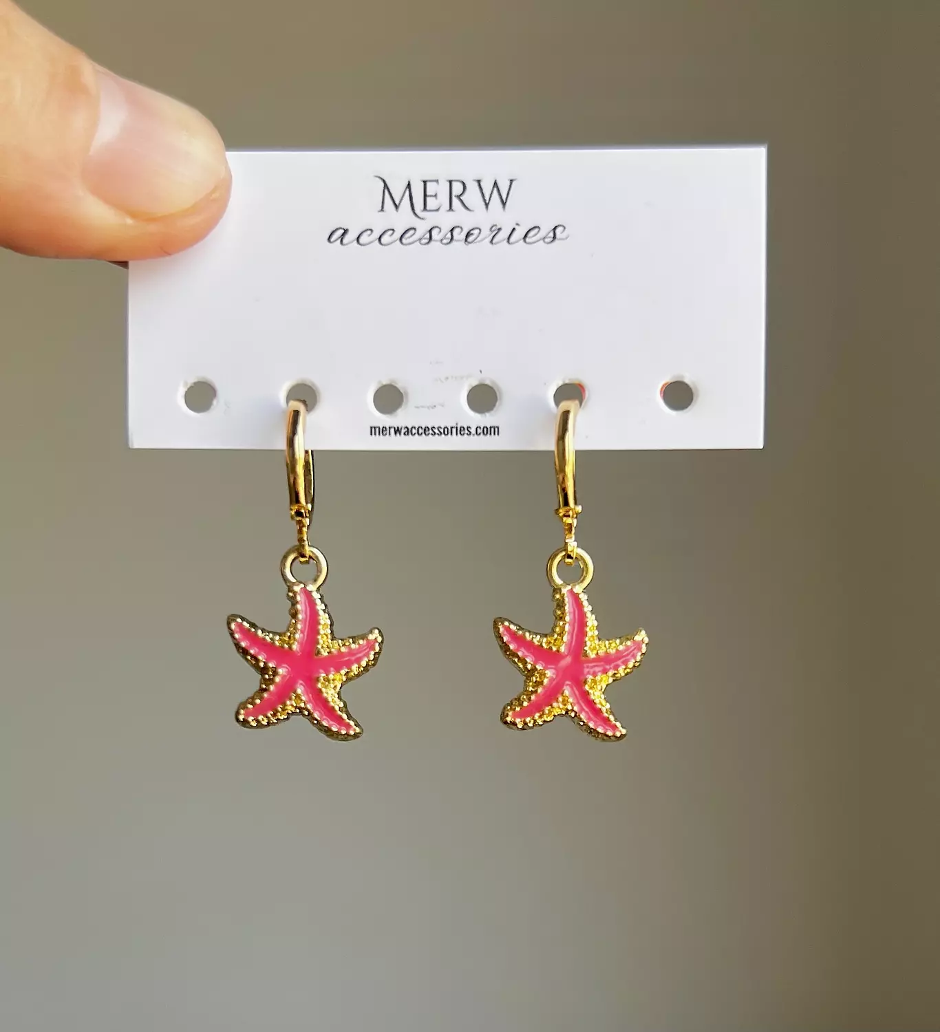 Hot pink starfish earring  image