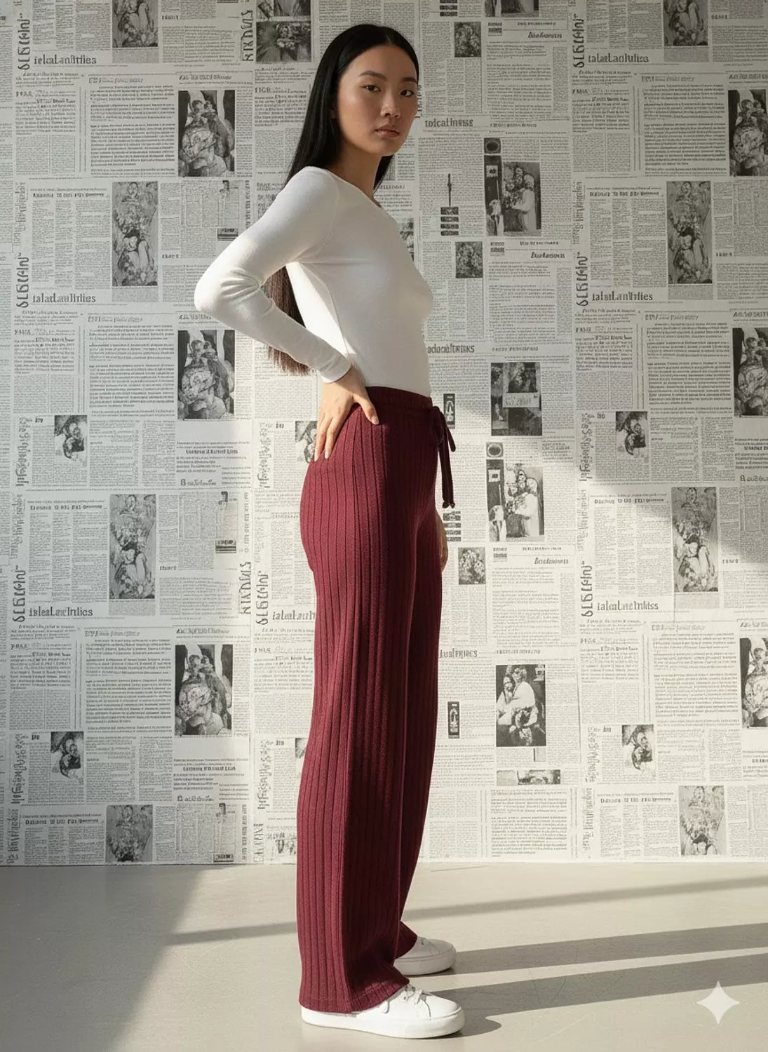 Burgundy Striped Pants 1