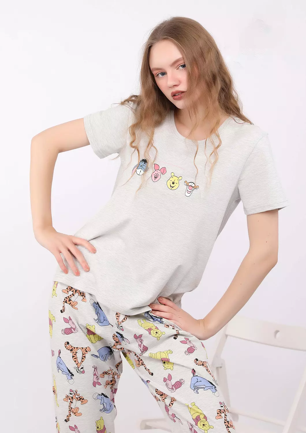 S144 Winnie The Pooh FULL-LENGTH PANTS Pajama Set 1