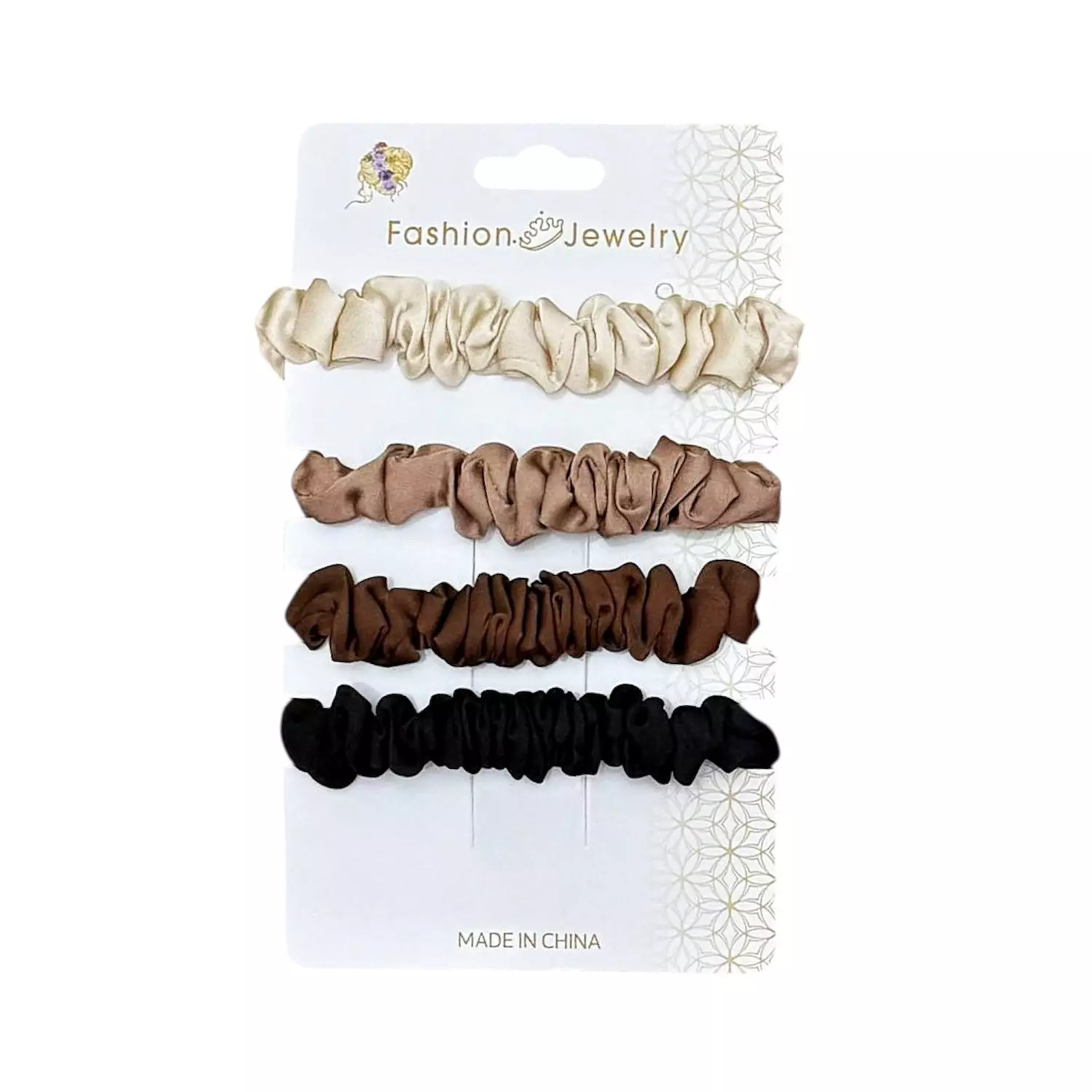 Neutral 4 Pc Thin Scrunchies Set image