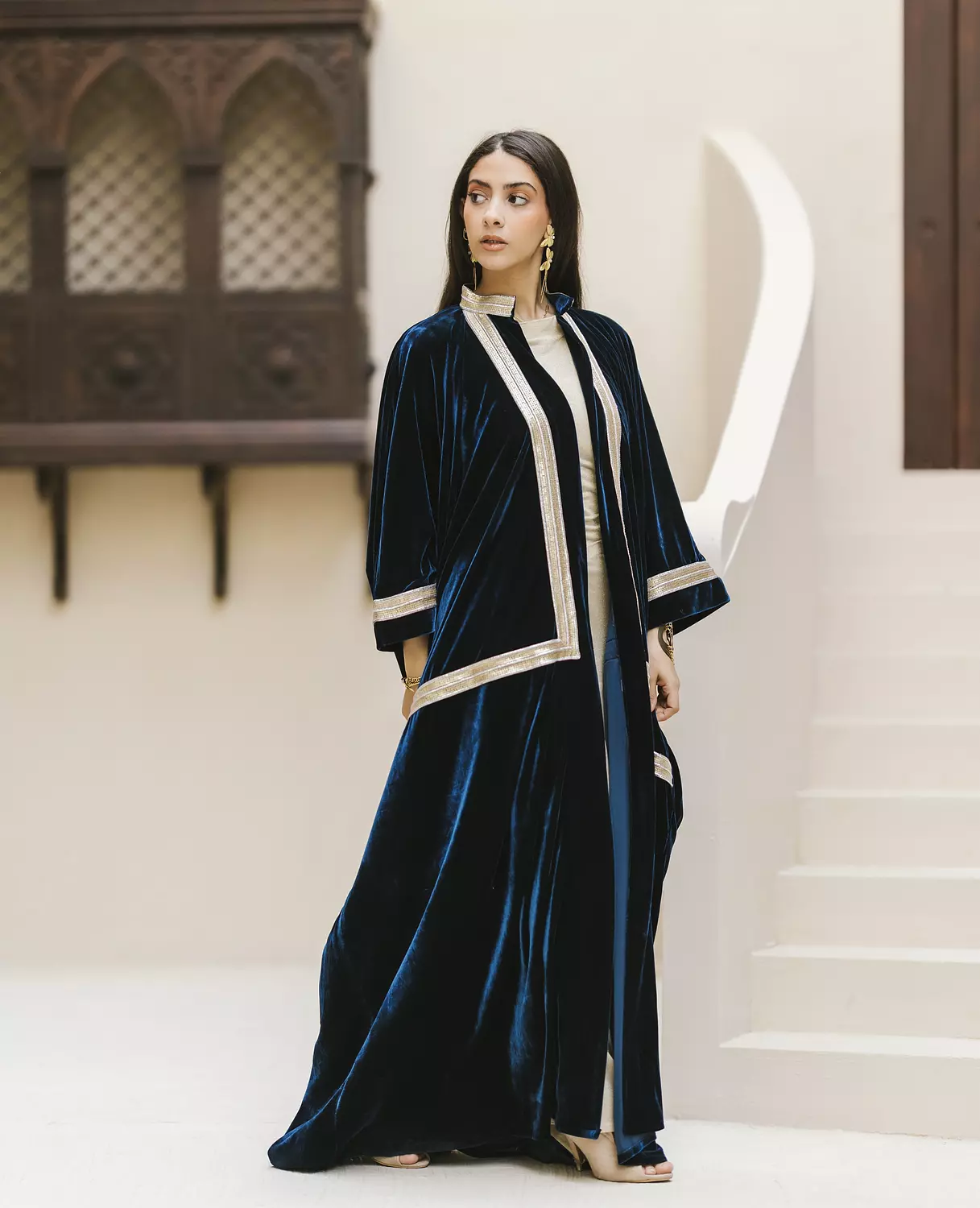 Teal velvet kaftan 2