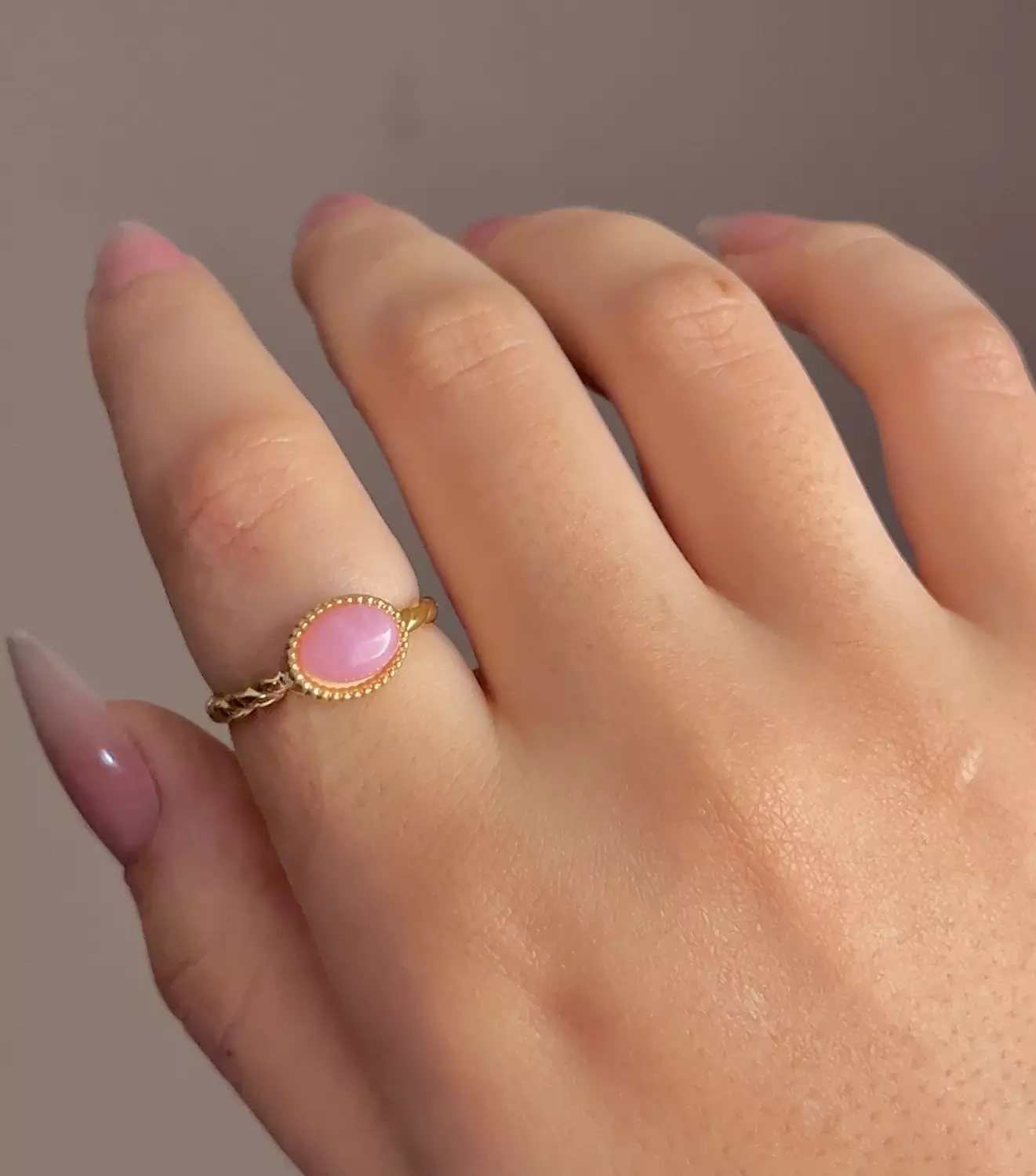 oval pink stone ring image