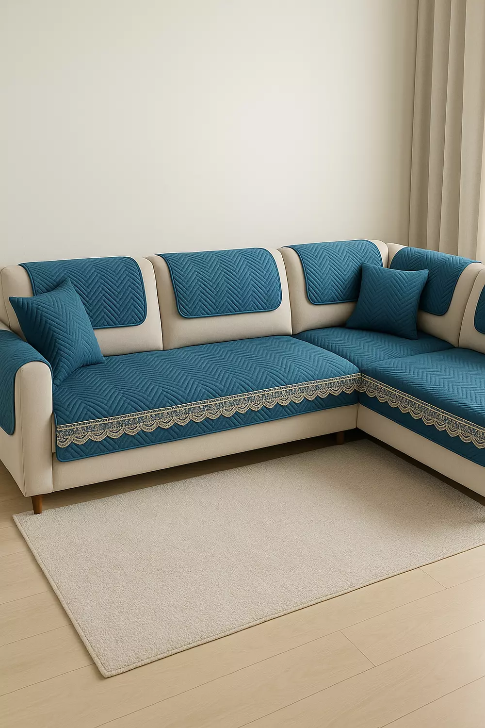 Set of 5 Sofa Slipcovers - Teal  image
