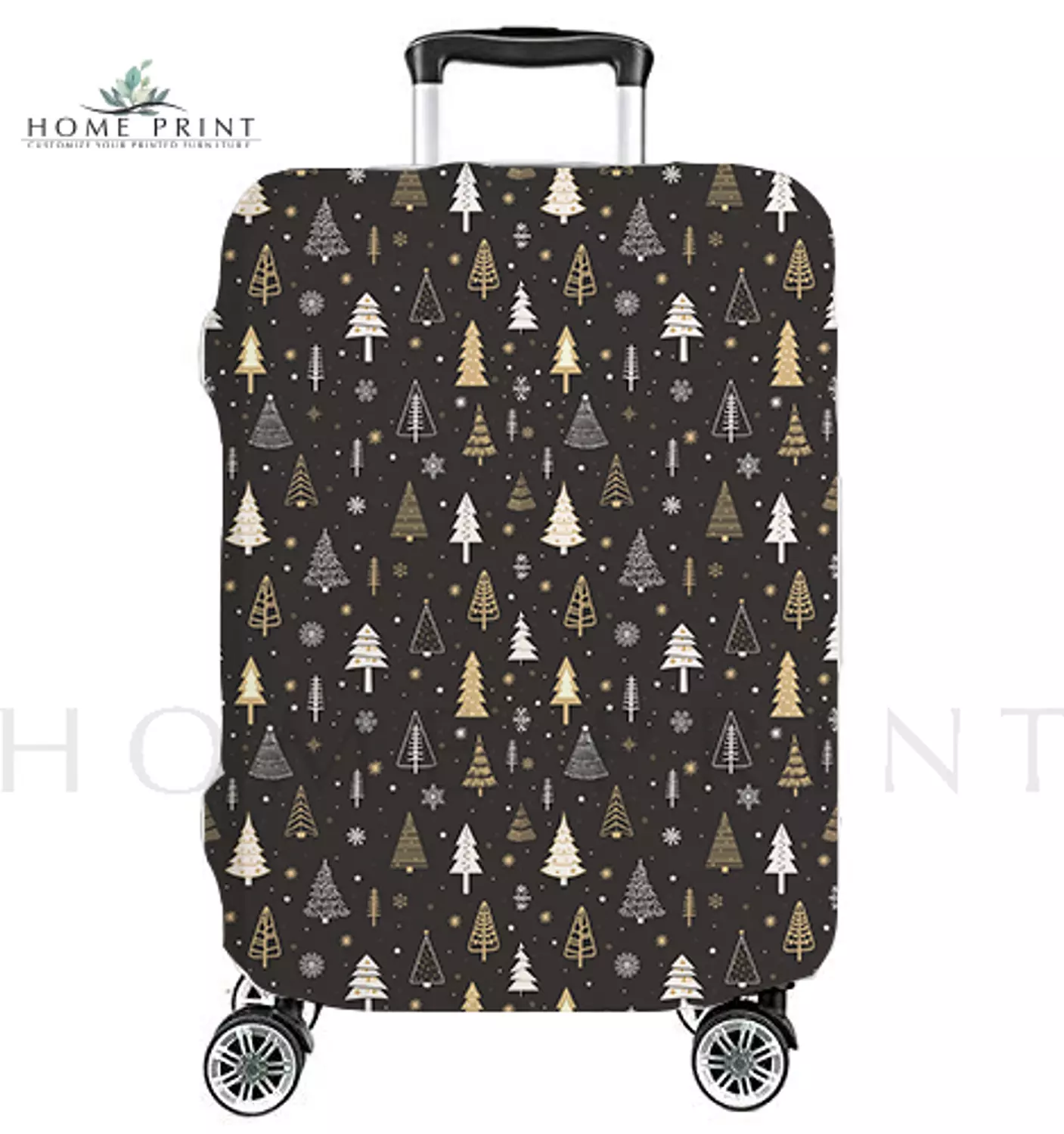 Suitcase Lycra Cover - Multi Colors Christmas Trees - Christmas Design  image