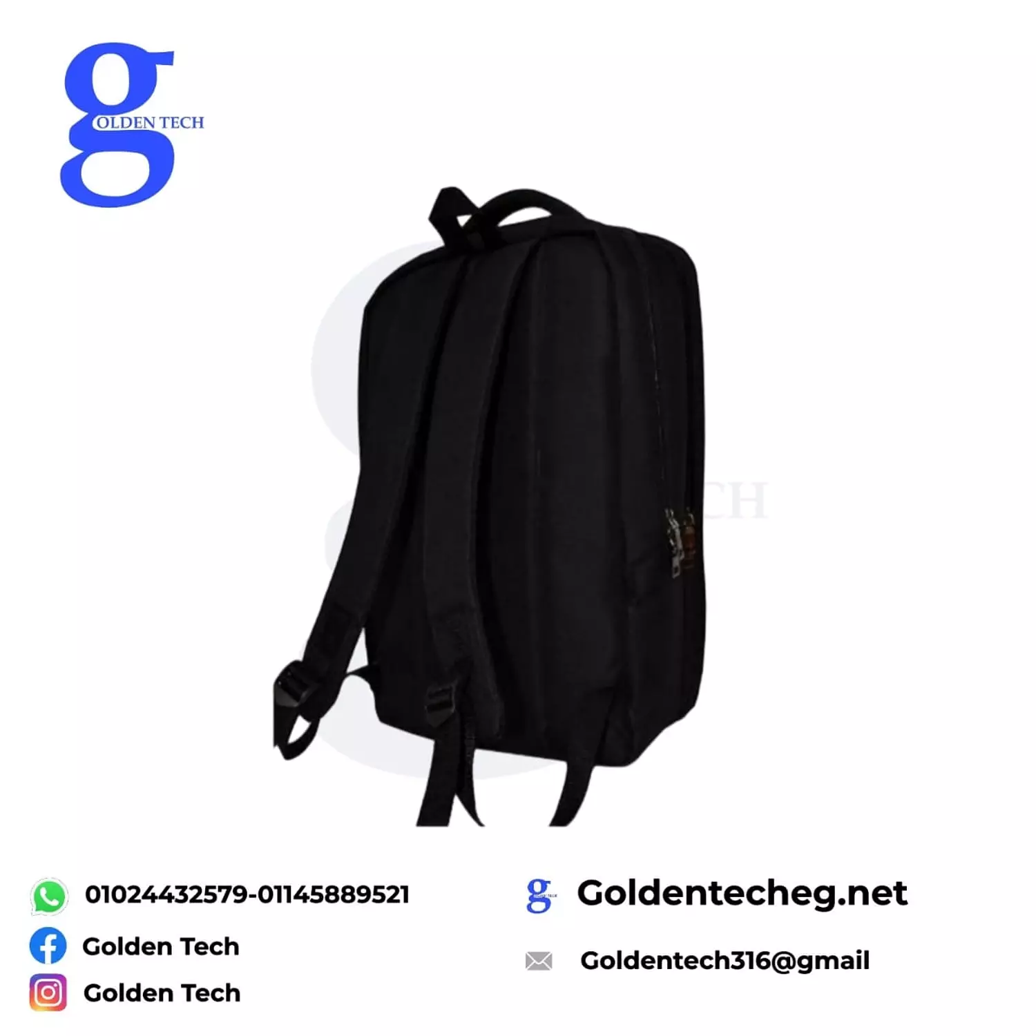 GOLDEN TECH Laptop Backpack - Black - Water Resistant Fabric & Shock Resistant Quilted 2