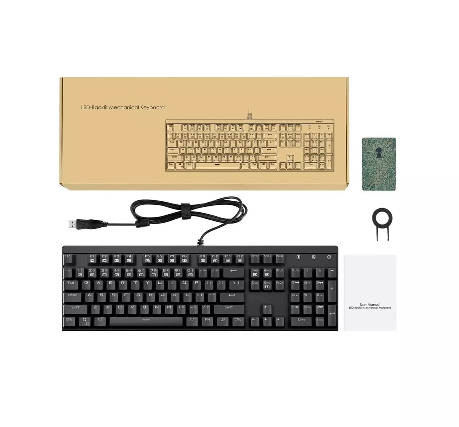 AUKEY KM-G6 Mechanical Keyboard with Backlit LED, 104 Keys, Black 8