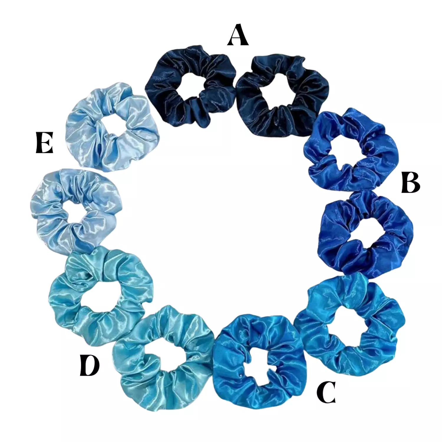 1 Pc Blue Satin Scrunchies image