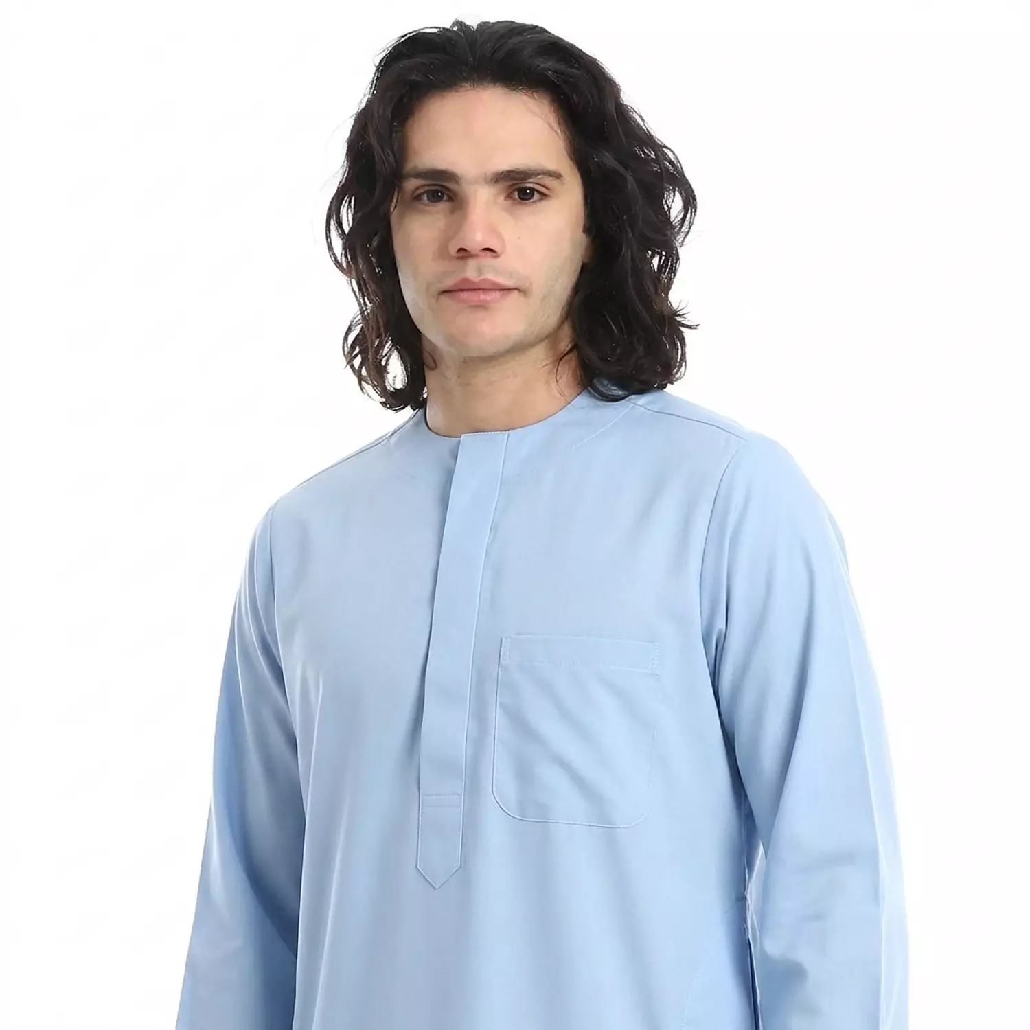 Men Galabeya Cotton Long Sleeves - 2590 - Baby Blue hover image
